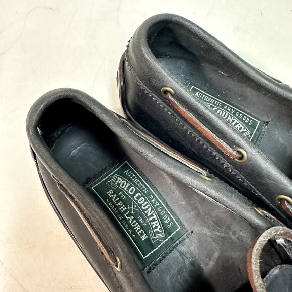 EUC Polo Country x Rancourt & Co. Ranger Moc Boat Shoe Navy Blue Made in USA 10 - Picture 8 of 11